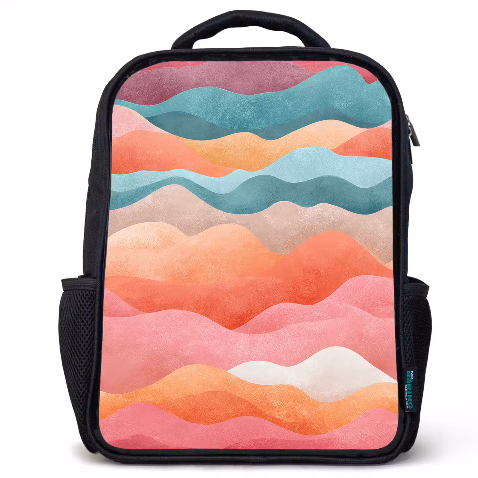 Sac à dos enfant - Noir - Vagues - Colorées - Abstraites — 1