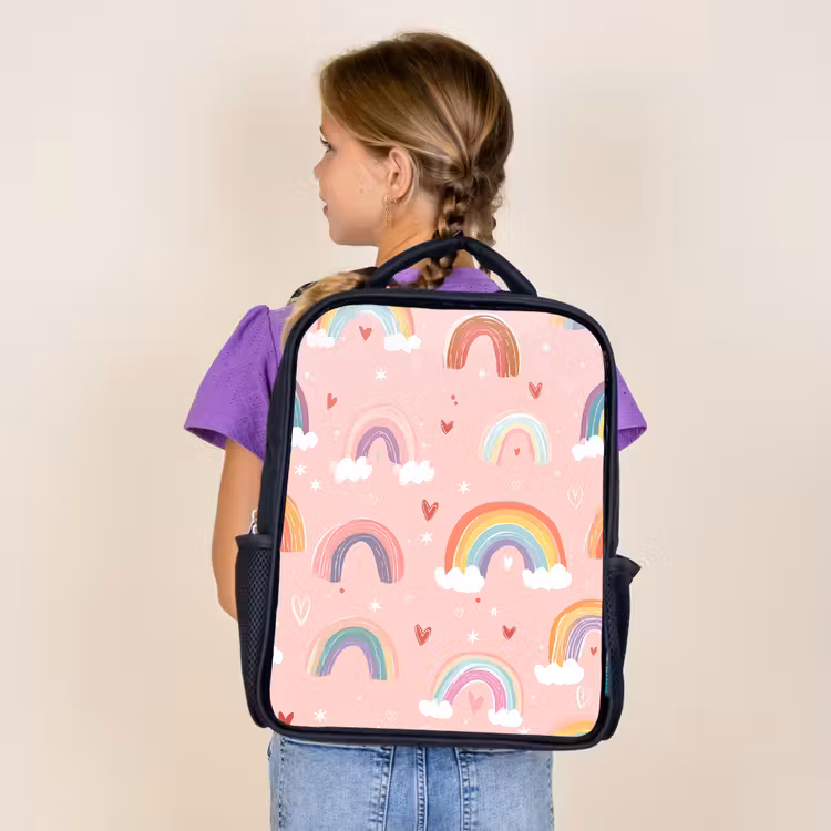 Sac à dos enfant - Noir - Arc-en-ciel - Motif - Pastel — 4