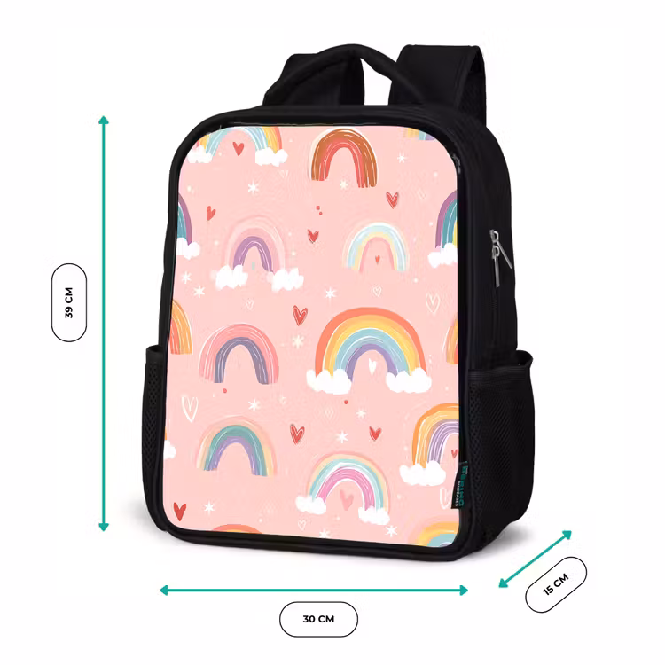 Sac à dos enfant - Noir - Arc-en-ciel - Motif - Pastel — 8