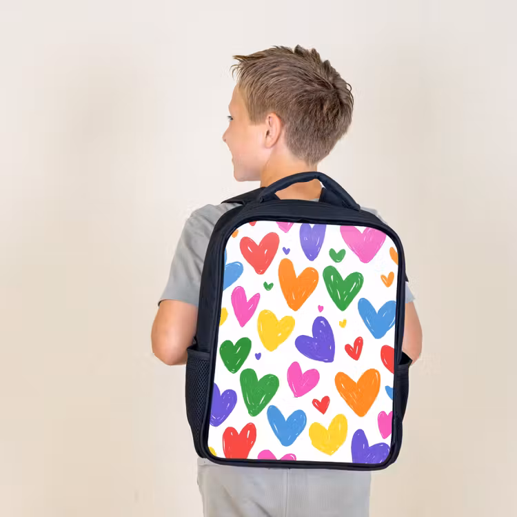 Sac à dos enfant - Noir - Coeurs - Motif - Coloré — 2