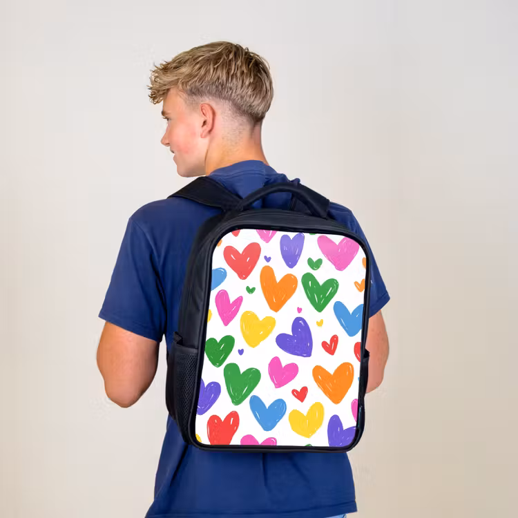 Sac à dos enfant - Noir - Coeurs - Motif - Coloré — 5