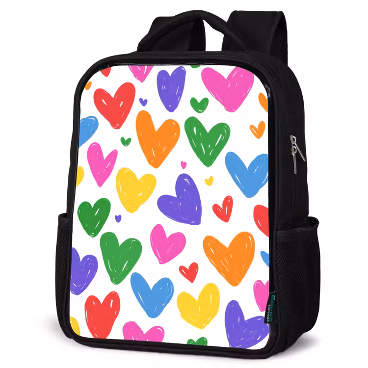 Sac à dos enfant - Noir - Coeurs - Motif - Coloré — 6