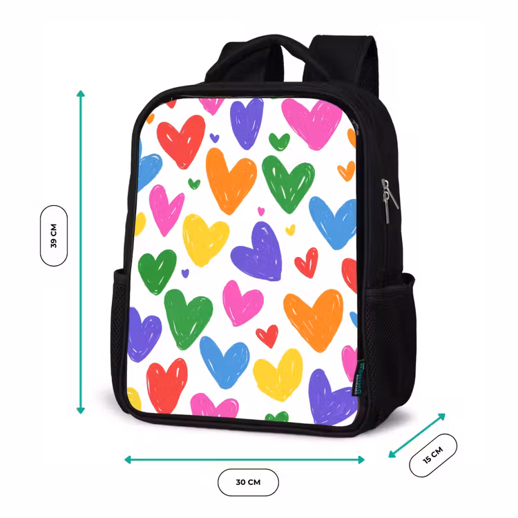 Sac à dos enfant - Noir - Coeurs - Motif - Coloré — 8