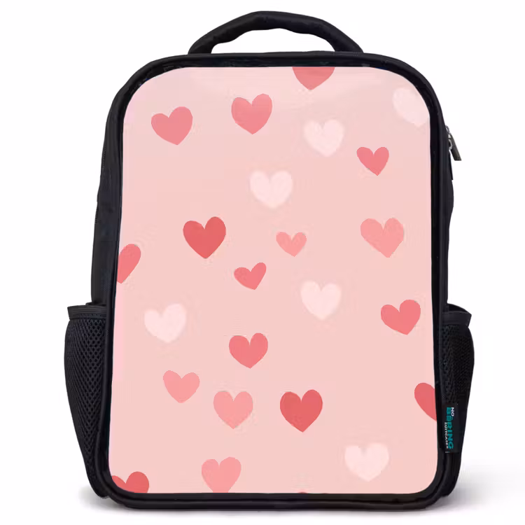 Sac à dos enfant - Noir - Coeurs - Motif - Rose — 1