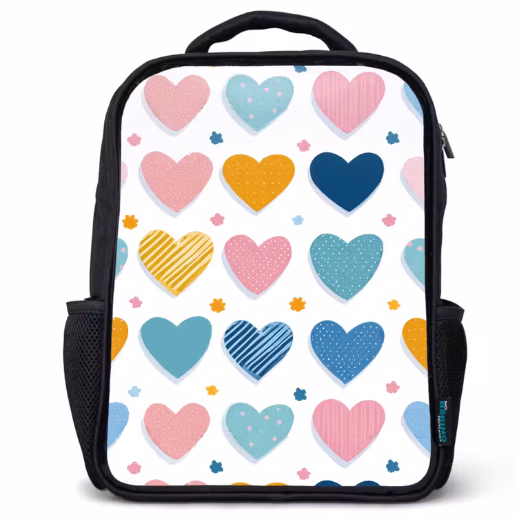 Sac à dos enfant - Noir - Coeurs - Pastel - Motif — 1