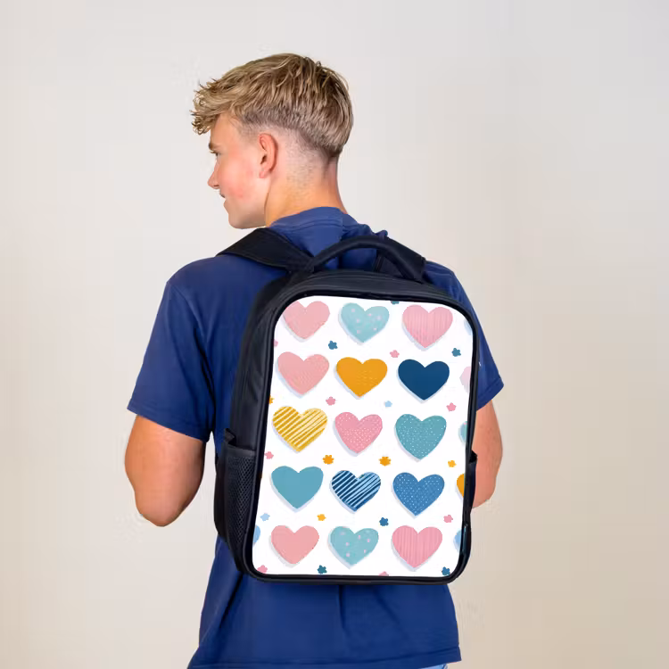 Sac à dos enfant - Noir - Coeurs - Pastel - Motif — 5