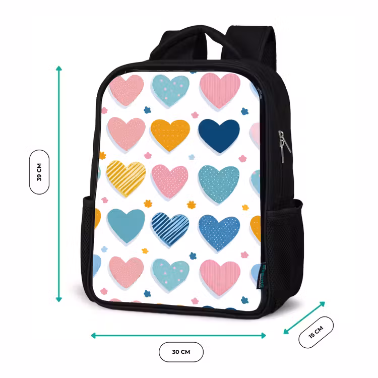 Sac à dos enfant - Noir - Coeurs - Pastel - Motif — 8