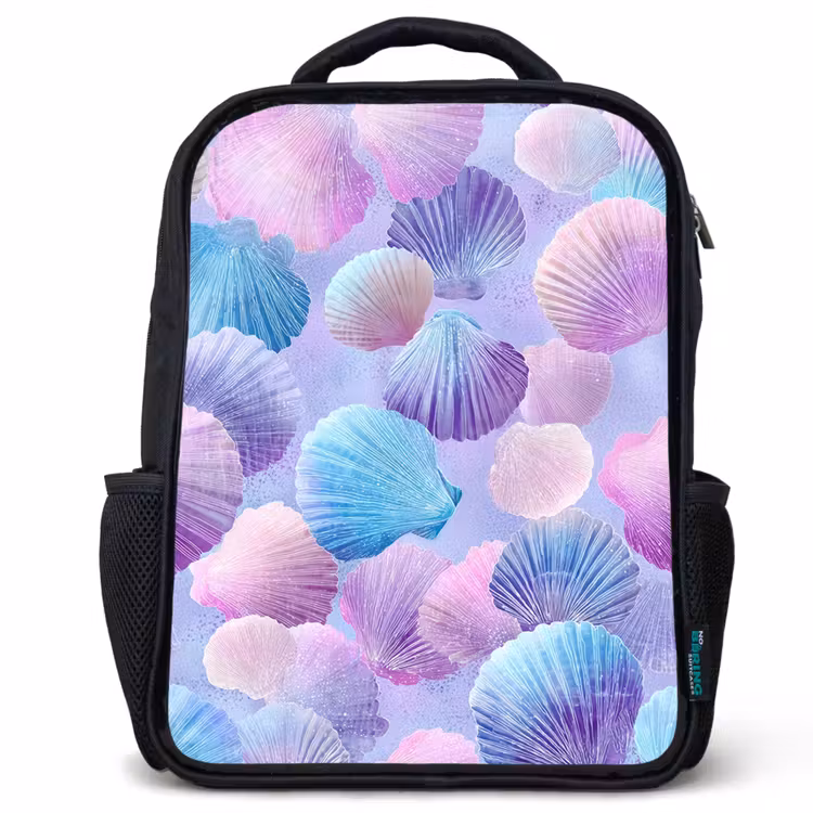 Sac à dos enfant - Noir - Coquillages - Violet - Bleu - Motif — 1