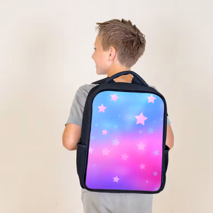 Sac à dos enfant - Noir - Étoiles - Rose - Bleu — 2