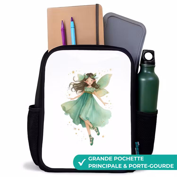 Sac à dos enfant - Noir - Fée de la forêt dansante en vert émeraude — 10