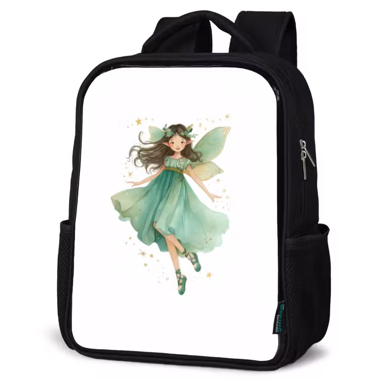 Sac à dos enfant - Noir - Fée de la forêt dansante en vert émeraude — 6