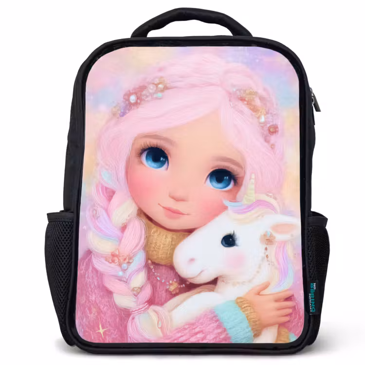 Sac à dos enfant - Noir - Fille - Licorne - Rose — 1