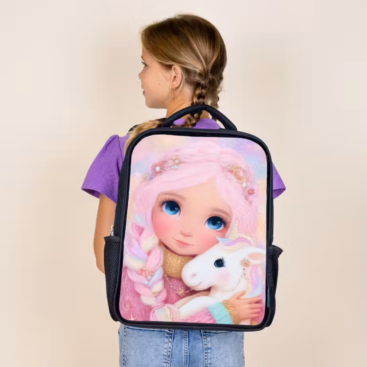 Sac à dos enfant - Noir - Fille - Licorne - Rose — 4