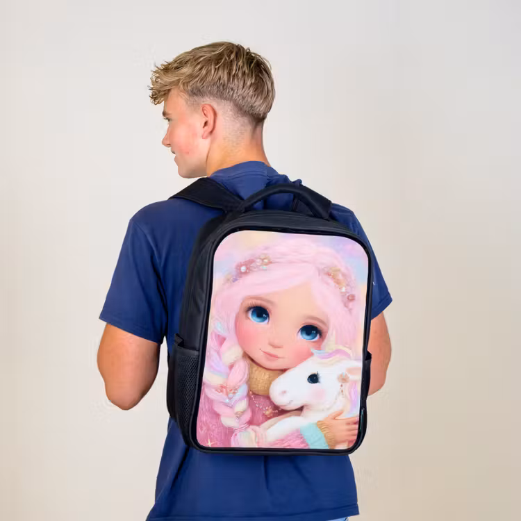 Sac à dos enfant - Noir - Fille - Licorne - Rose — 5
