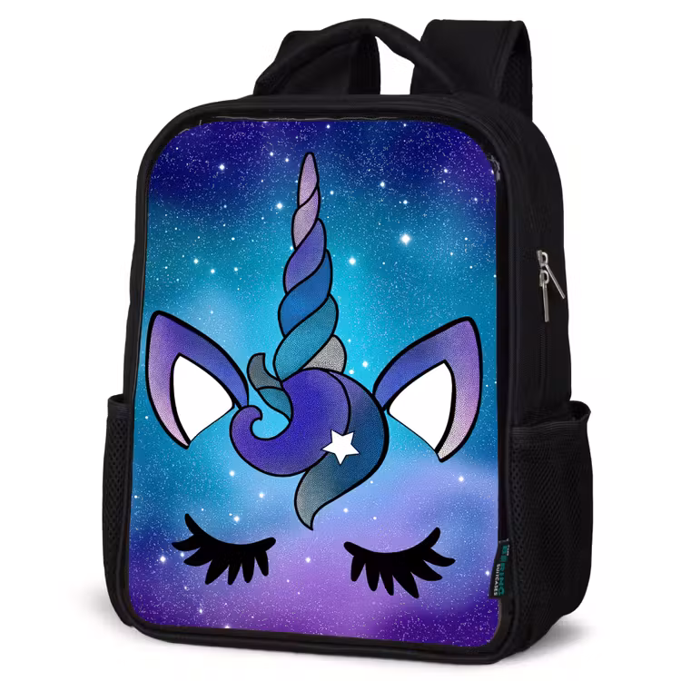 Sac à dos enfant - Noir - Licorne - Ciel étoilé - Bleu — 6