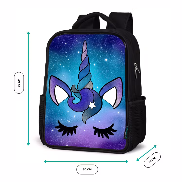 Sac à dos enfant - Noir - Licorne - Ciel étoilé - Bleu — 8
