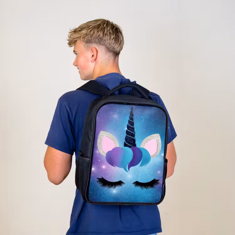 Sac à dos enfant - Noir - Licorne - Étoiles - Bleu — 5