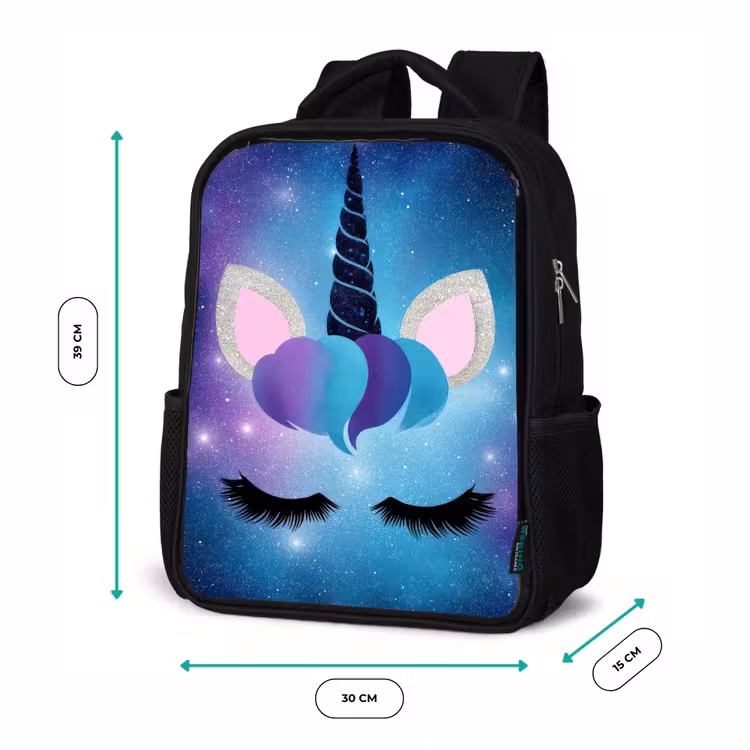 Sac à dos enfant - Noir - Licorne - Étoiles - Bleu — 8