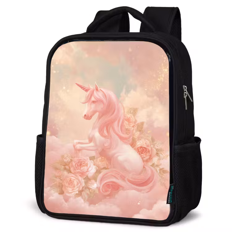 Sac à dos enfant - Noir - Licorne - Nuages - Rose — 6