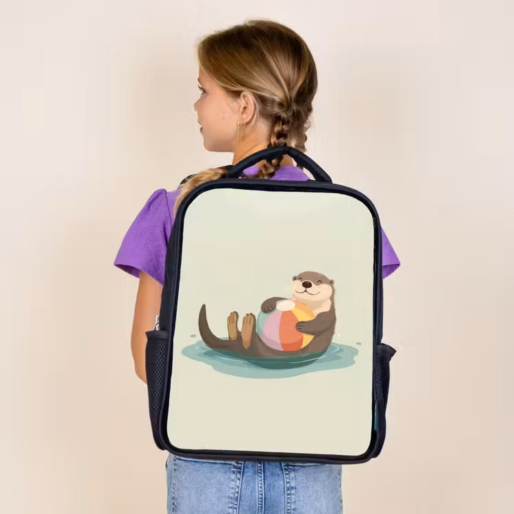 Sac à dos enfant - Noir - Loutre - Ballon de plage - Coloré — 4