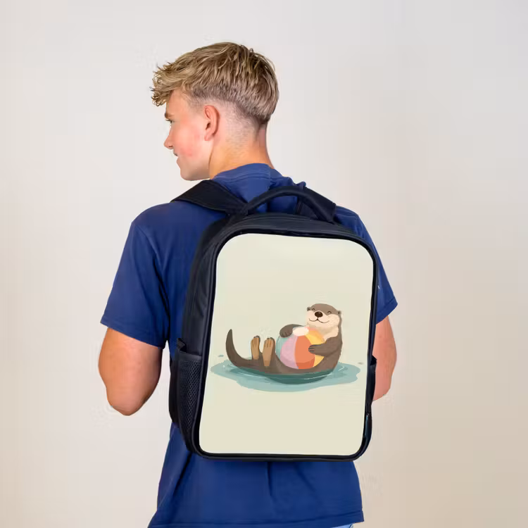 Sac à dos enfant - Noir - Loutre - Ballon de plage - Coloré — 5