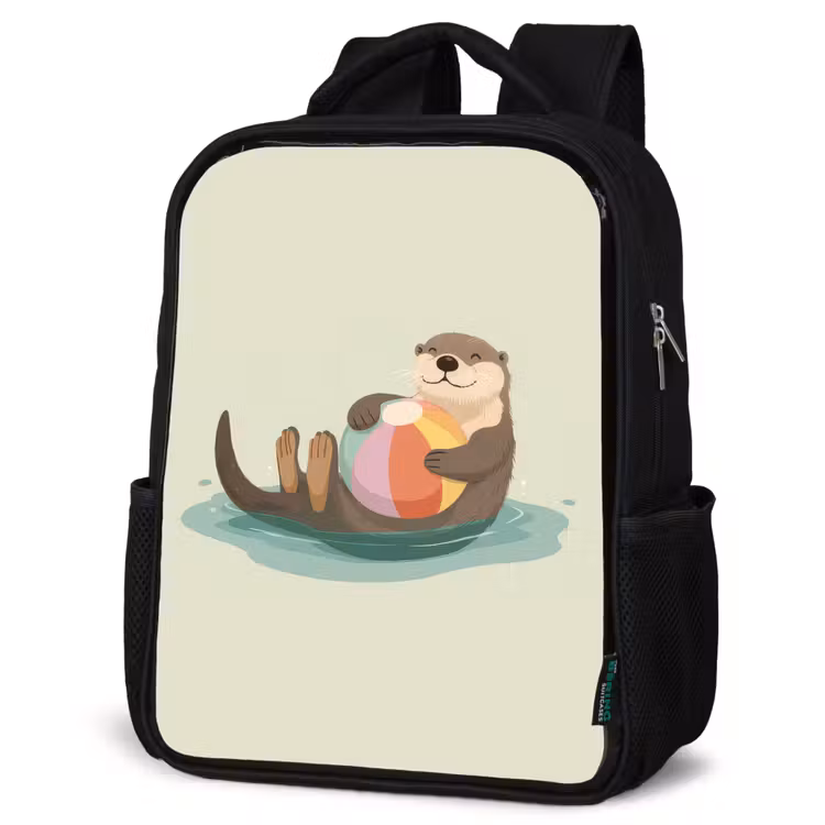 Sac à dos enfant - Noir - Loutre - Ballon de plage - Coloré — 6