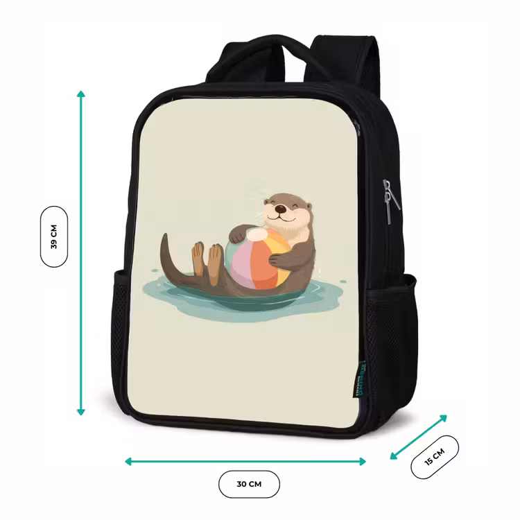 Sac à dos enfant - Noir - Loutre - Ballon de plage - Coloré — 8