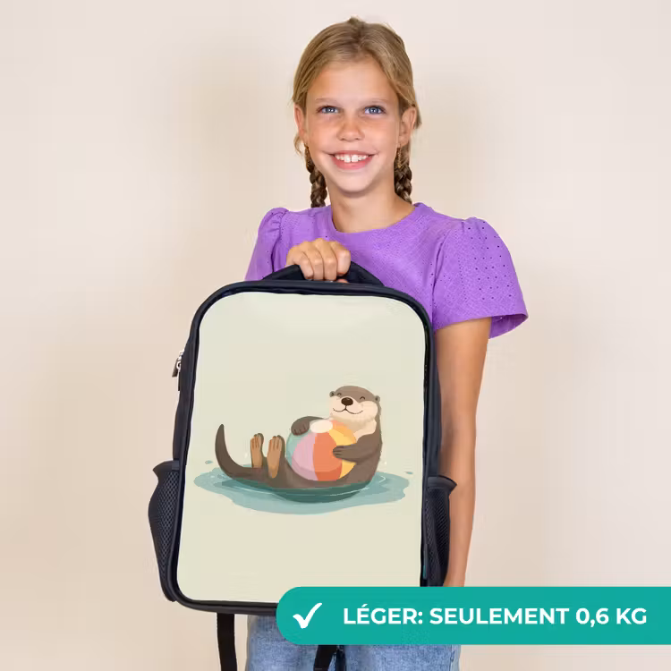 Sac à dos enfant - Noir - Loutre - Ballon de plage - Coloré — 9
