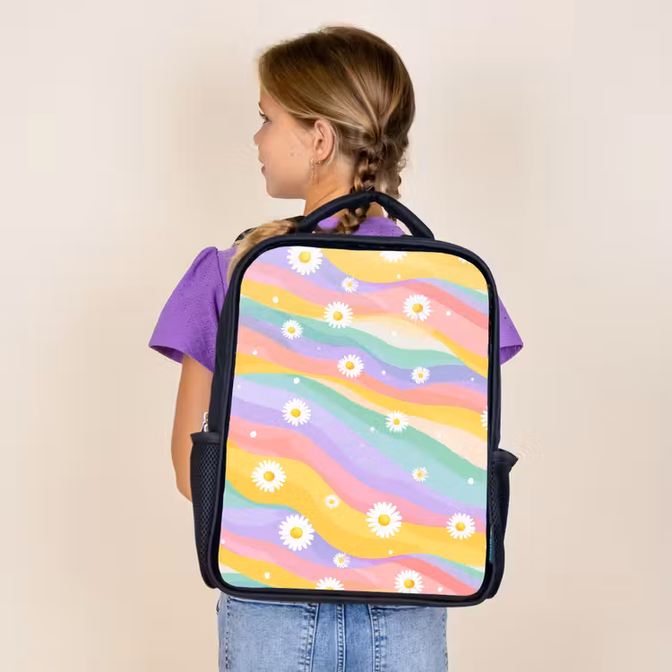Sac à dos enfant - Noir - Marguerites - Colorées - Pastel — 4