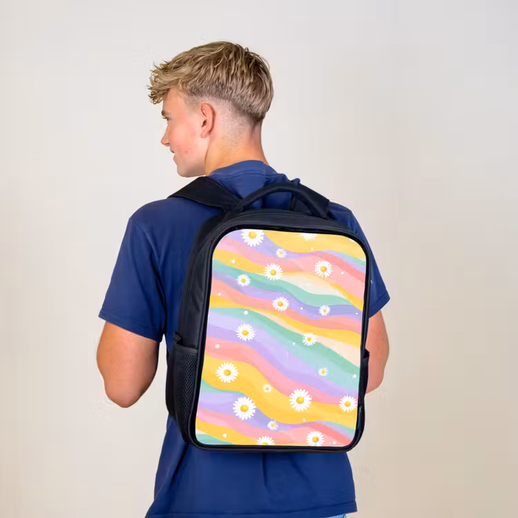 Sac à dos enfant - Noir - Marguerites - Colorées - Pastel — 5