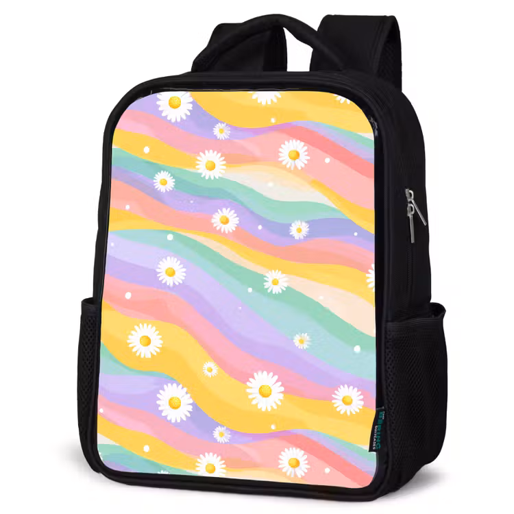Sac à dos enfant - Noir - Marguerites - Colorées - Pastel — 6