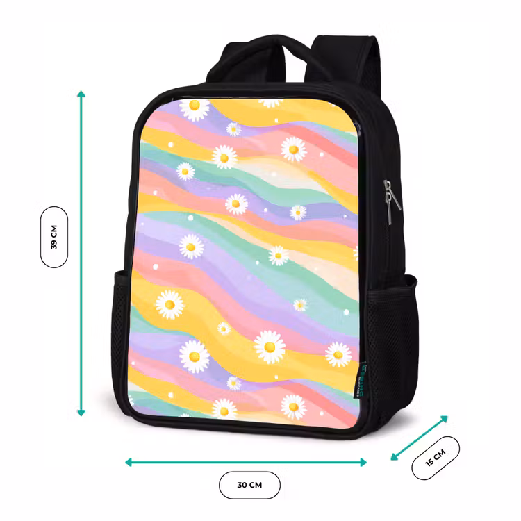 Sac à dos enfant - Noir - Marguerites - Colorées - Pastel — 8