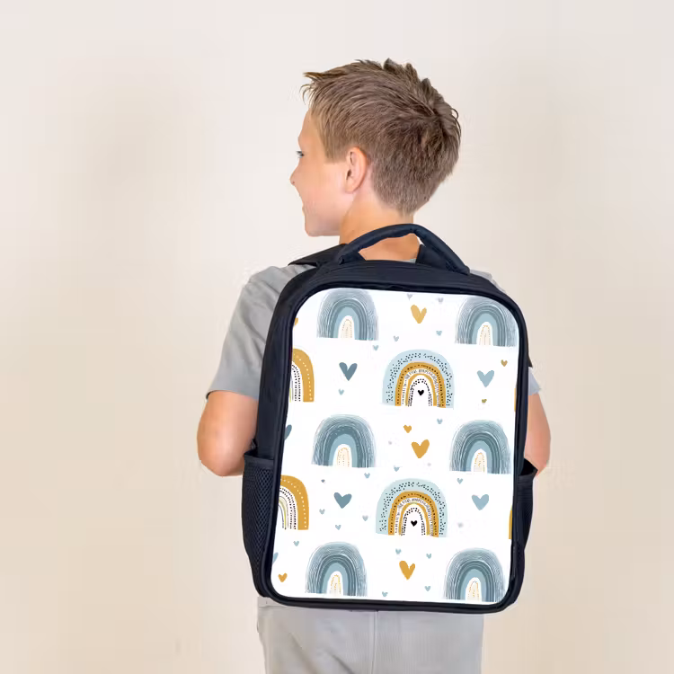 Sac à dos enfant - Noir - Motif - Arc-en-ciel - Coeurs — 2
