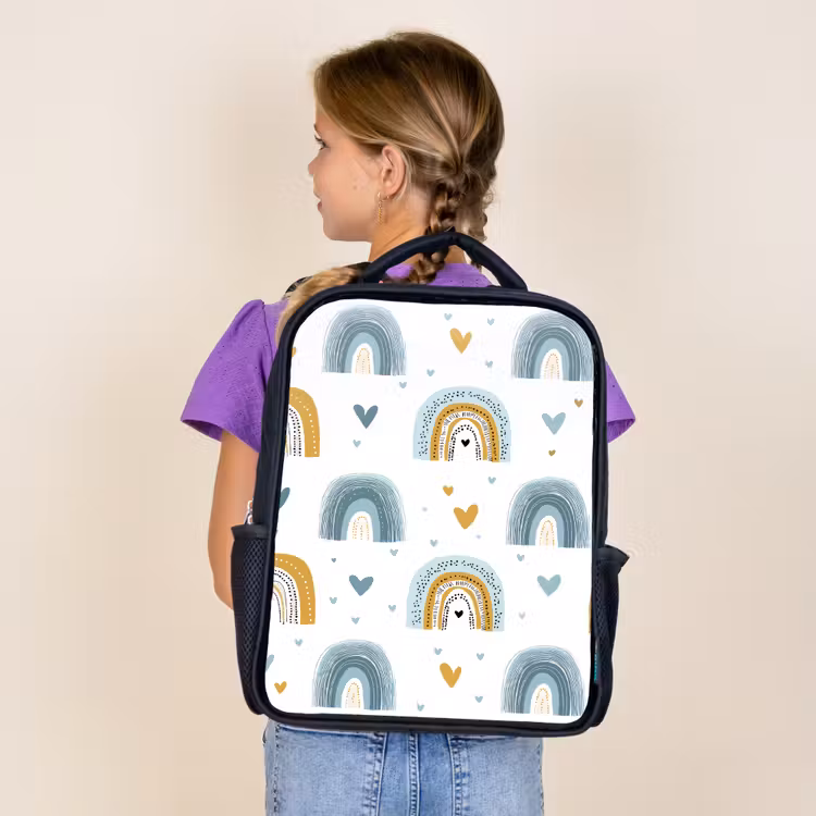 Sac à dos enfant - Noir - Motif - Arc-en-ciel - Coeurs — 4