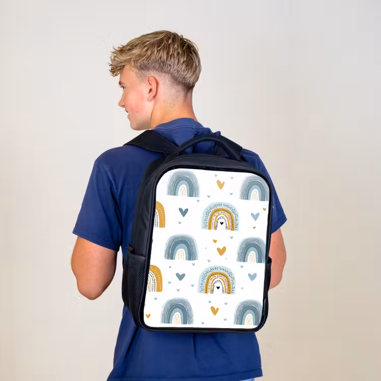 Sac à dos enfant - Noir - Motif - Arc-en-ciel - Coeurs — 5
