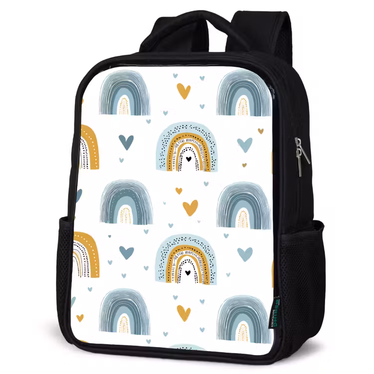 Sac à dos enfant - Noir - Motif - Arc-en-ciel - Coeurs — 6