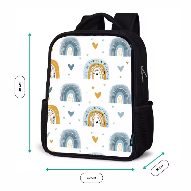 Sac à dos enfant - Noir - Motif - Arc-en-ciel - Coeurs — 8