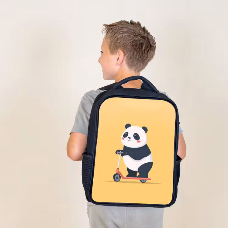 Sac à dos enfant - Noir - Panda - Marchepied - Jaune — 2
