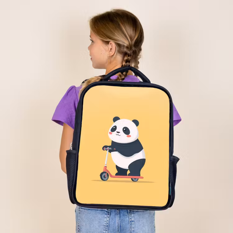 Sac à dos enfant - Noir - Panda - Marchepied - Jaune — 4