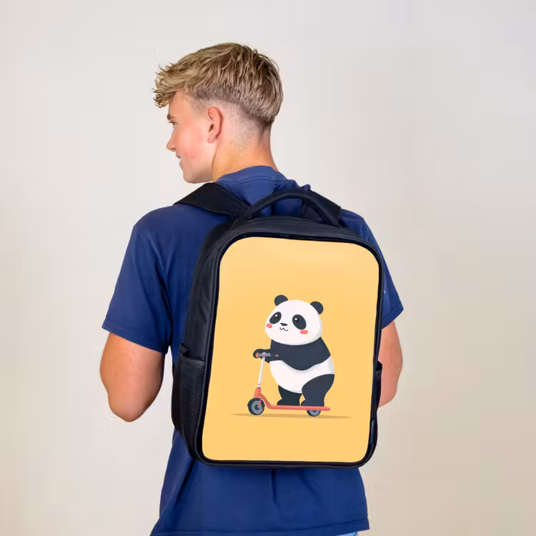 Sac à dos enfant - Noir - Panda - Marchepied - Jaune — 5