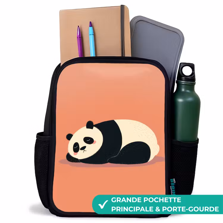 Sac à dos enfant - Noir - Panda - Sommeil - Orange — 10