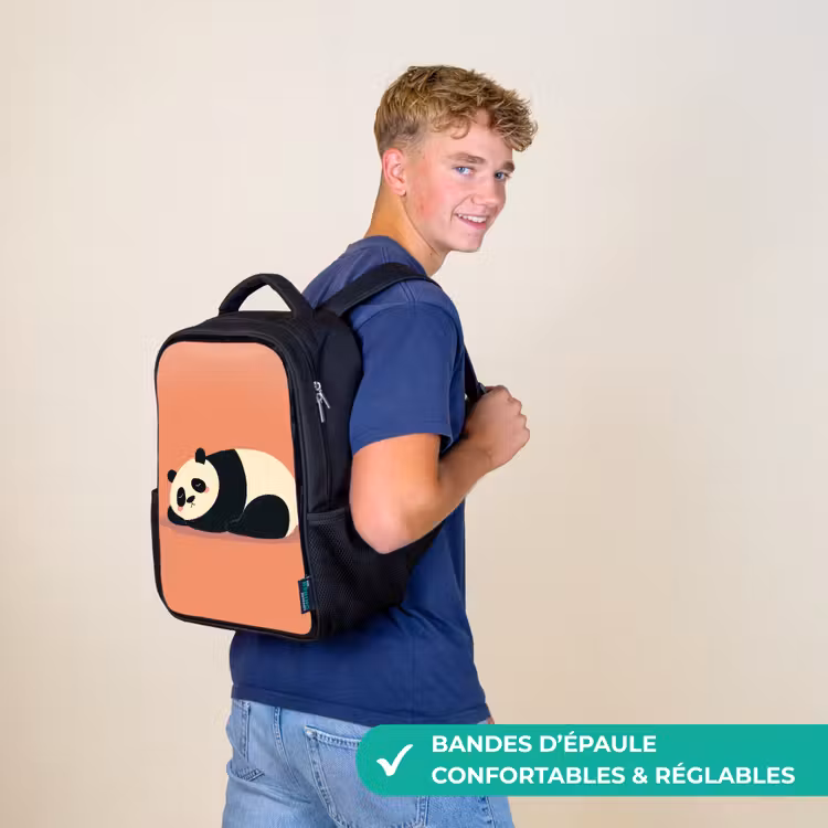Sac à dos enfant - Noir - Panda - Sommeil - Orange — 11