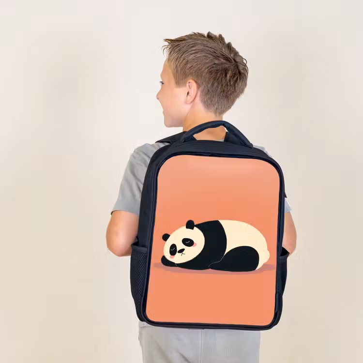 Sac à dos enfant - Noir - Panda - Sommeil - Orange — 2