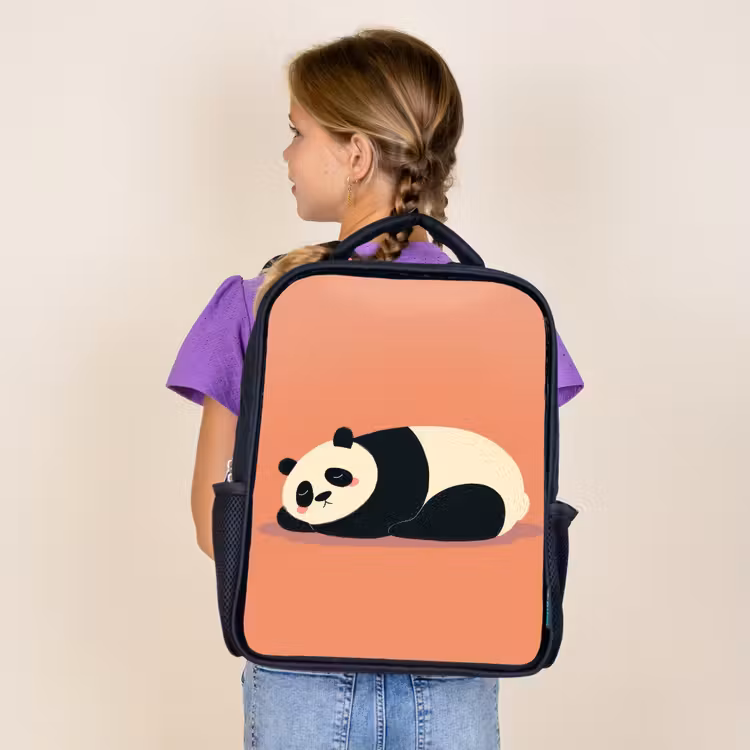 Sac à dos enfant - Noir - Panda - Sommeil - Orange — 4