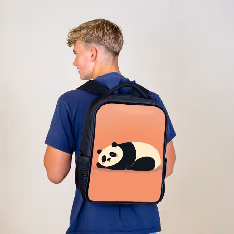 Sac à dos enfant - Noir - Panda - Sommeil - Orange — 5