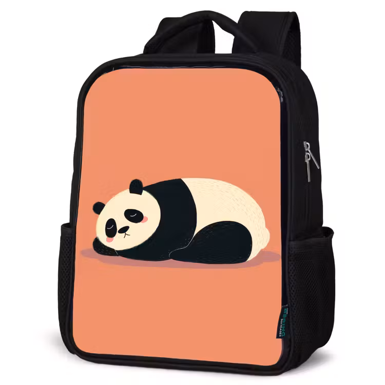 Sac à dos enfant - Noir - Panda - Sommeil - Orange — 6