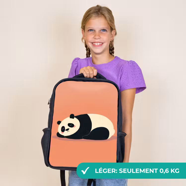 Sac à dos enfant - Noir - Panda - Sommeil - Orange — 9