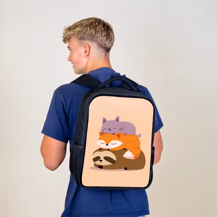 Sac à dos enfant - Noir - Paresseux - Renard - Chat - Dormant — 5