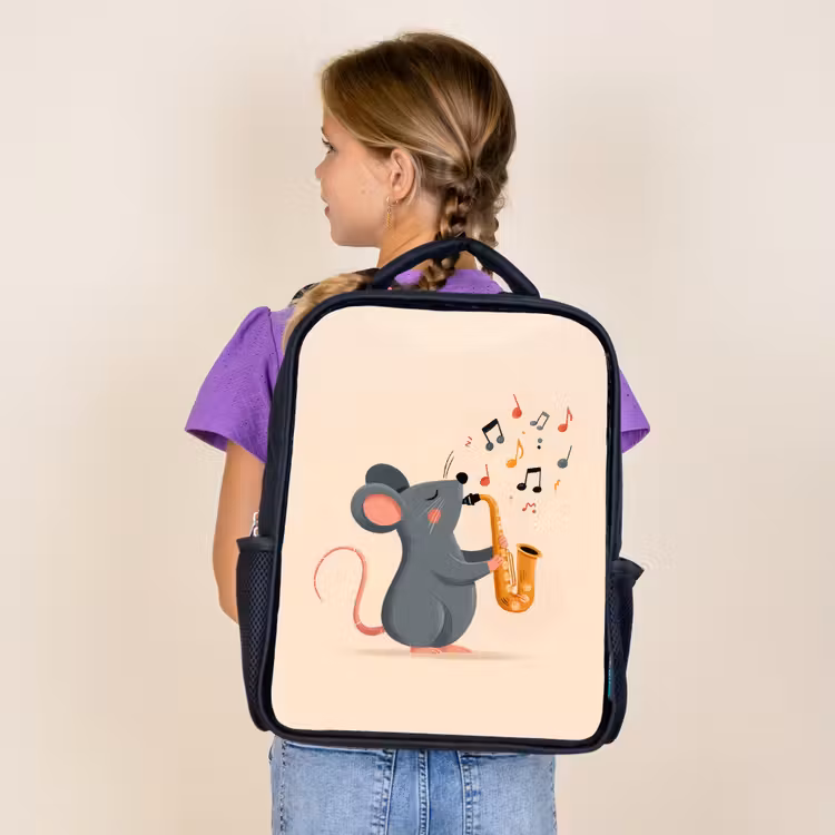 Sac à dos enfant - Noir - Souris - Saxophone - Notes de musique — 4