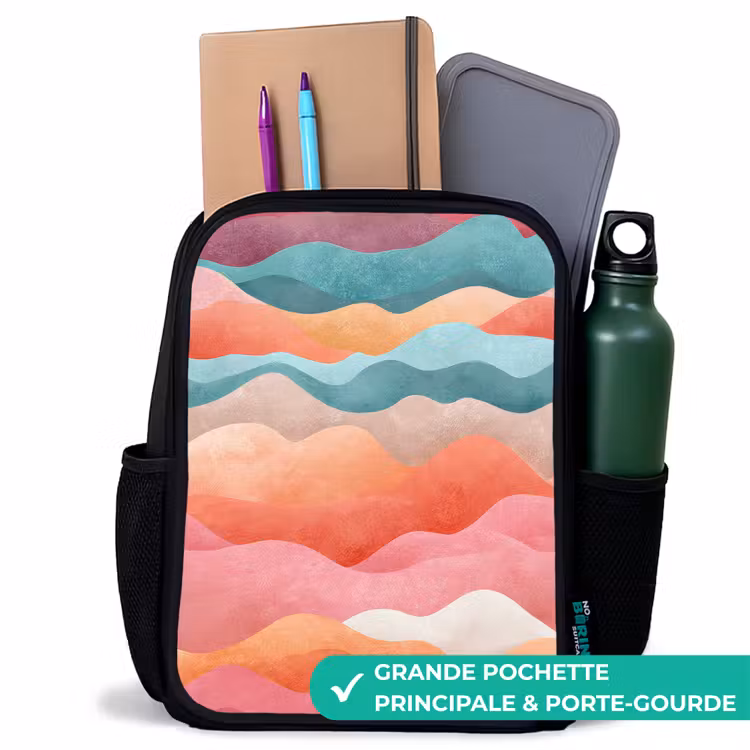 Sac à dos enfant - Noir - Vagues - Colorées - Abstraites — 10